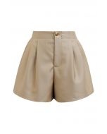 Golden Button Side Pocket Shorts in Gold