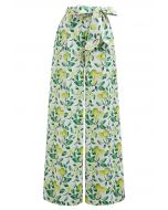 Fresh Lemon Printed Wide-Leg Pants