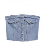 Button Front Denim Tube Top