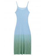 Two-Tone Openwork Cover-Up Dress in Blue