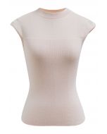 Mock Neck Sleeveless Slim Fit Knit Top in Pink