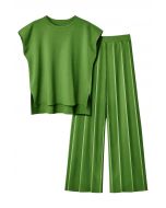 Daily Comfort Sleeveless Top and Straight-Leg Pants Set in Green