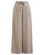 Comfort Linen-Blend Palazzo Pants in Khaki