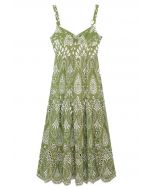 Sunny Poise Green Eyelet Embroidered Cami Dress