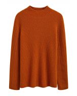 Elemental Mock Neck Long-Sleeve Wool Sweater in Orange