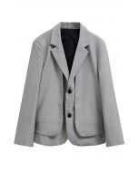 Fake Two-Piece Button Down Blazer in Grey