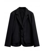 Fake Two-Piece Button Down Blazer in Black