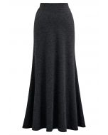 Soft Swirl Elegance Flare Maxi Skirt in Smoke