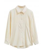 Geometric Panelled Cotton Button-Down Shirt in Cream