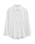 Geometric Panelled Cotton Button-Down Shirt in White