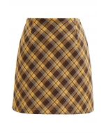 Falling for Plaid Mini Bud Skirt in Mustard