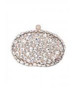 Sparkly Rhinestones Oval Clutch in Champagne