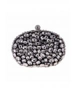 Sparkly Rhinestones Oval Clutch in Black