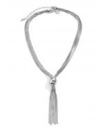 Multi-Layered Tassel Necklace in Silver