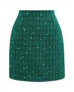 Holiday Sequin Tweed Mini Skirt