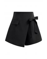 Statement Bowknot Flap Mini Skorts in Black