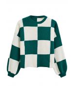 Merry Check Dropped Shoulder Knit Sweater