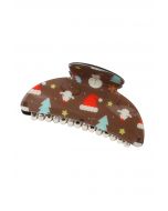 Cute Christmas Pattern Hair Claw in Brown