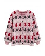 Adorable Christmas Oversized Knit Cardigan in Pink