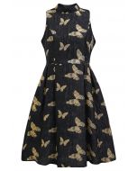 Exquisite Butterfly Jacquard Sleeveless Dress