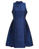 Splendid Floral Jacquard Sleeveless Dress in Royal Blue