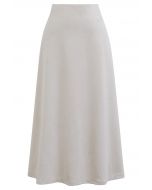 Minimalist Aesthetic A-Line Midi Skirt in Ivory