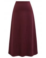 Minimalist Aesthetic A-Line Midi Skirt in Burgundy