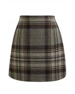 Retro Chic Plaid Mini Bud Skirt in Sage