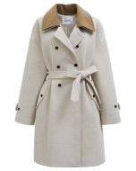 Double-Layer Collar Buttoned Coat in Ivory