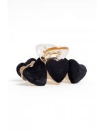 Velvet Heart Shape Hair Claw in Black