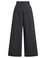 Side Patch Pockets Wide-Leg Pants in Smoke