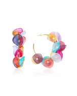 Multicolored Mesh Petals Hoop Earrings