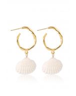 Shell Gold Hoop Earrings