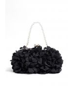 Bloom-Inspired Pearl Chain Handbag in Black