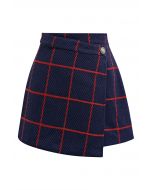 Red Plaid Flap Mini Skirt