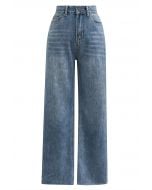 Raw-Cut Hem Straight-Leg Jeans