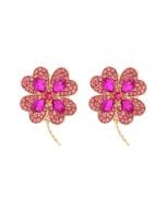 Four-Leaf Clover Earrings in Hot Pink