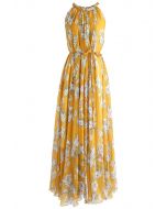 Flower Season Chiffon Maxi Slip Dress in Yellow