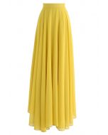 不對稱下擺雪紡半身裙--黃色