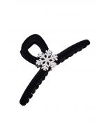 Rhinestone Snowflake Velvet Hair Claw in Black